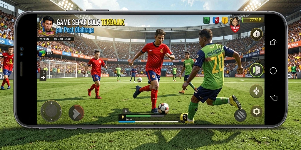 Screenshot gameplay <strong>77RP</strong> menampilkan aksi seru di lapangan sepak bola.