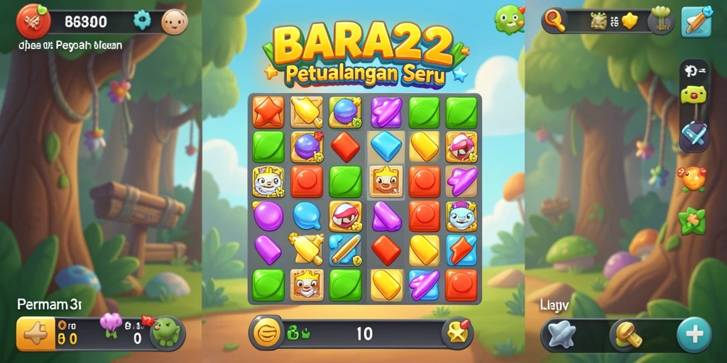 Tampilan gameplay BARA22 yang seru dalam genre Match-3.