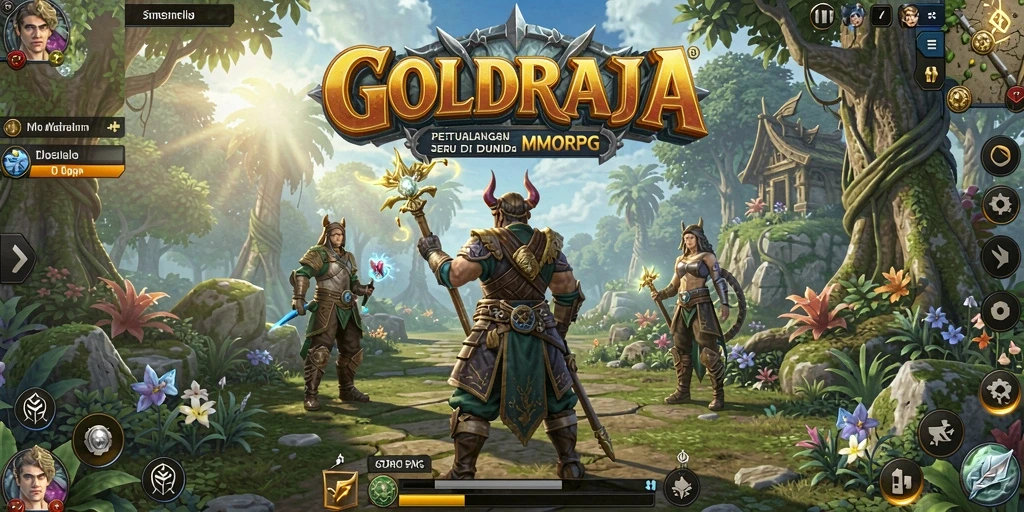 Tampilan screenshot permainan GOLDRAJA yang menunjukkan aksi seru dalam MMORPG.