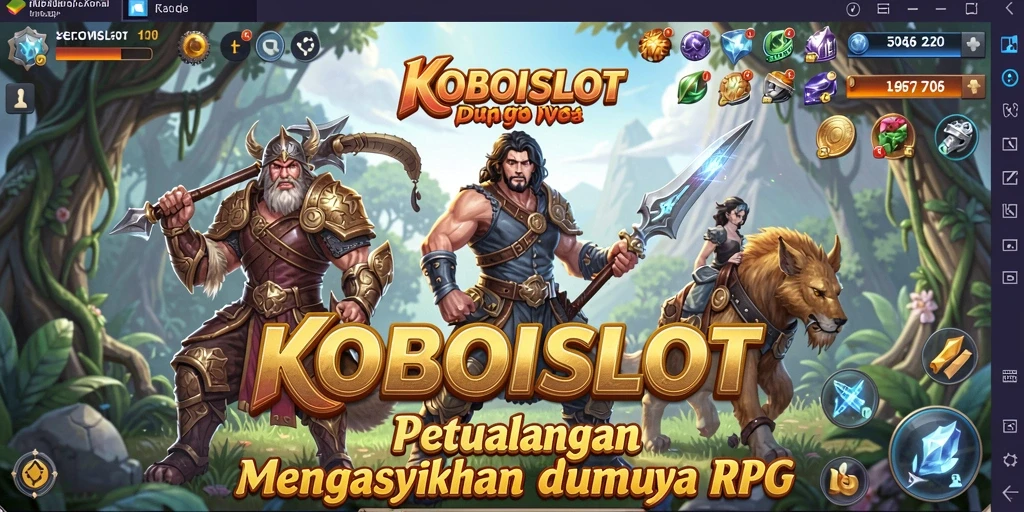 Tampilan gameplay KOBOISLOT yang menegangkan dengan aksi RPG yang seru.