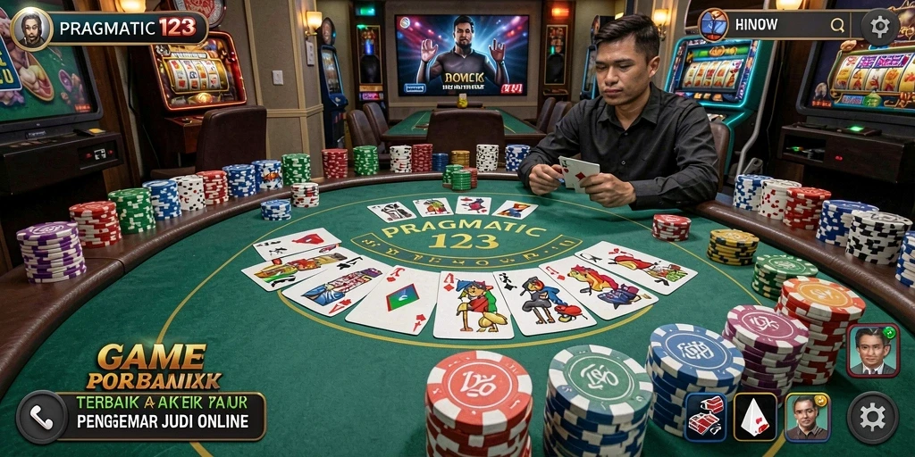 Screenshot gameplay PRAGMATIC123 menunjukkan aksi seru saat bermain poker.