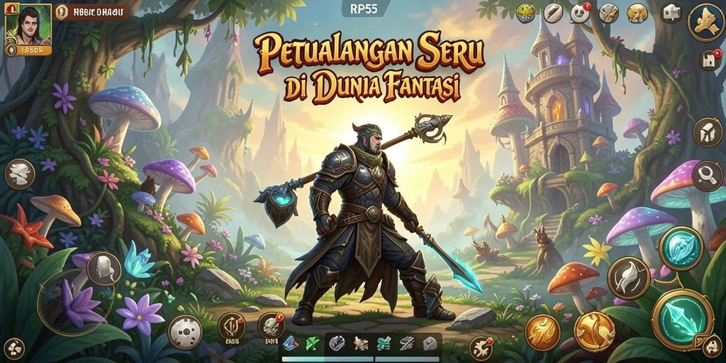 Tampilan utama RP55 dengan gameplay petualangan yang mendebarkan.