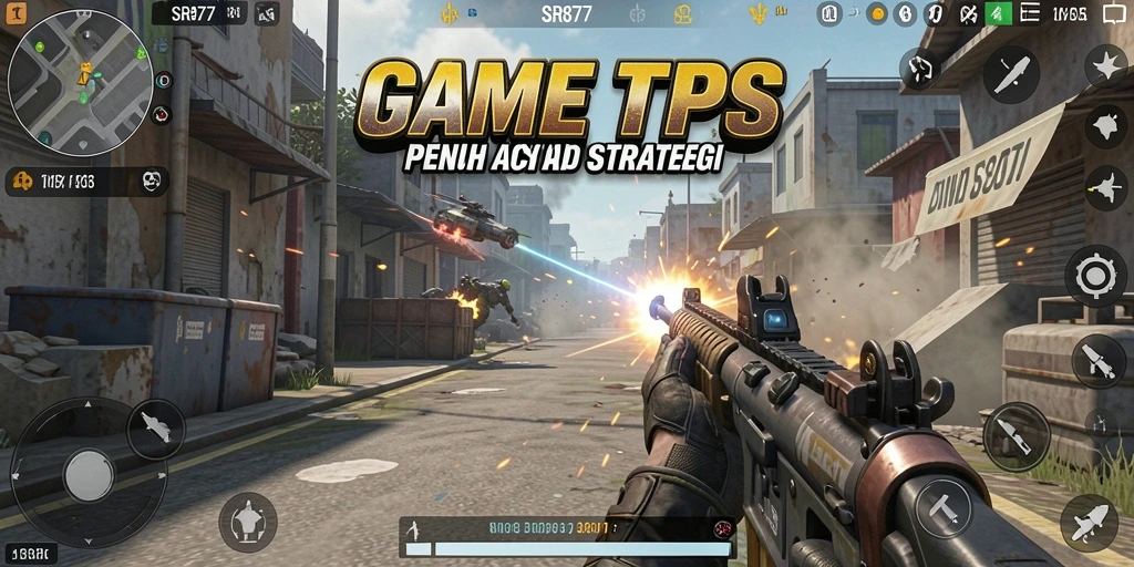 Screenshot menampilkan aksi intens dalam game TPS SR877.