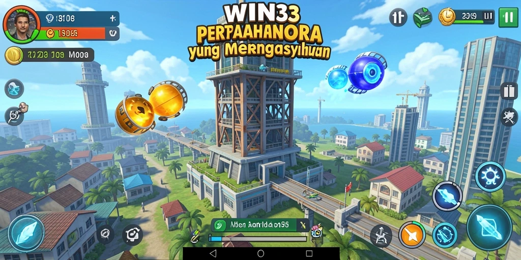 Tampilan gameplay seru dari WIN33 di medan pertempuran Tower Defense.